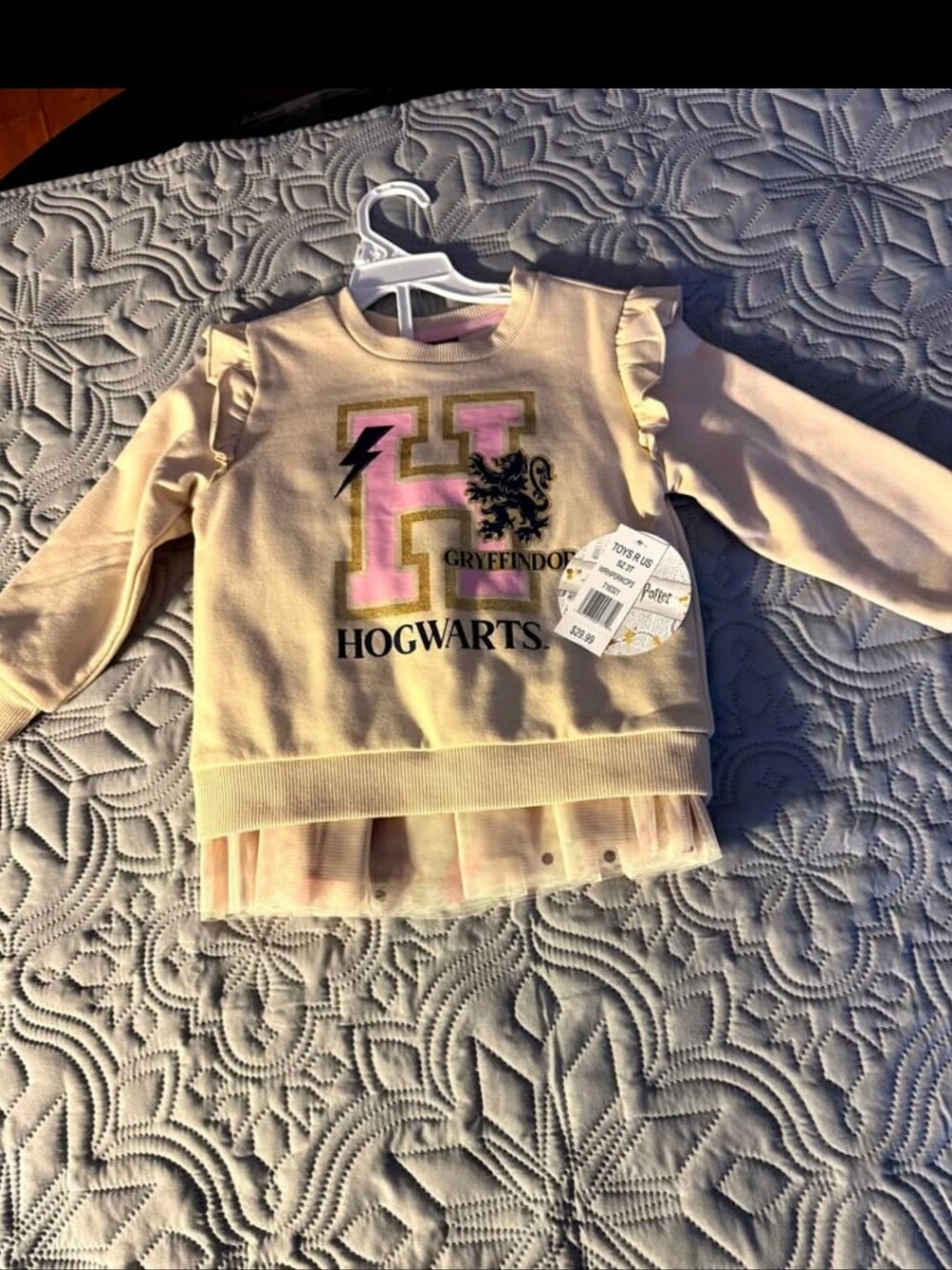 Harry Potter Gryffindor Girls' Beige And Pink Sweatshirt With Skirt Combo
